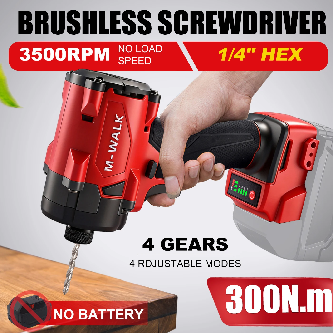 Visseuse à chocs électrique sans fil et sans balais 1/4" portable pour travaux de construction domestiques, compatible avec les batteries Milwaukee 18V.