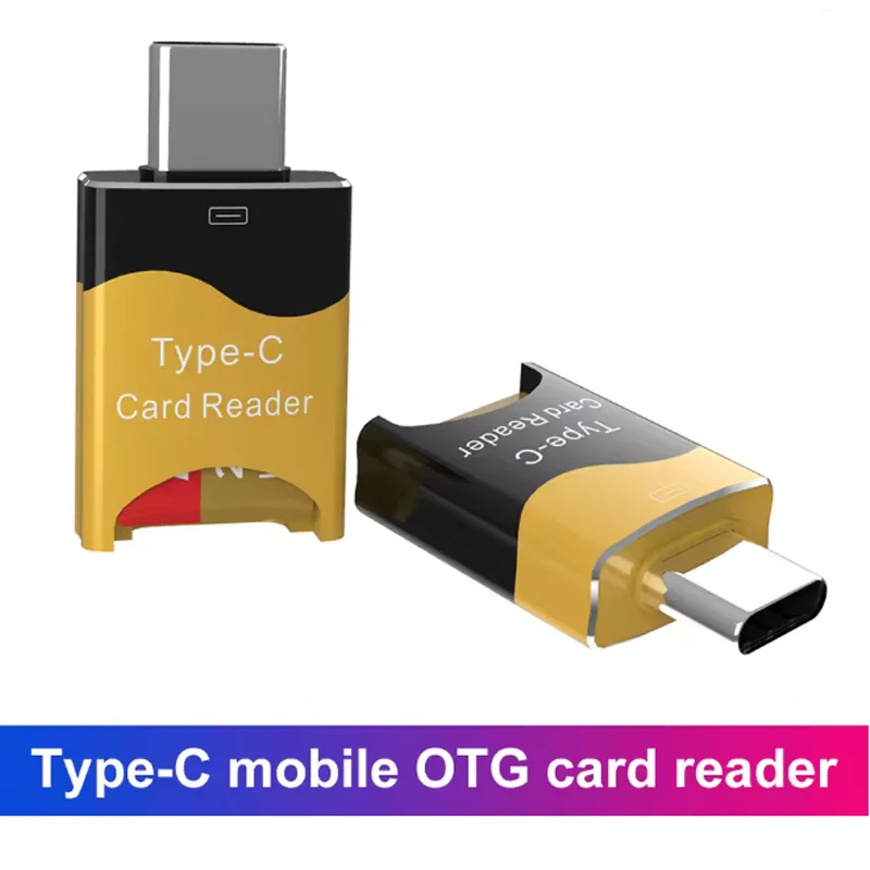 Type-C Card Reader Aluminum Alloy Mini Micro-SD Card Reader Hidden Card Slot Plug and Play Flash Drive for Huawei iPad Macbook