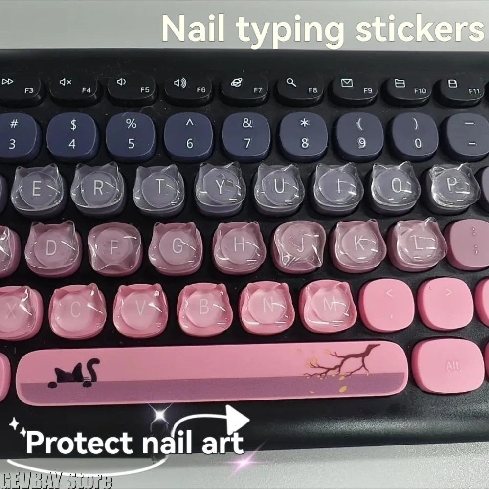 24 Stück Katzen-Glas-Tastaturaufkleber, Nagelkunst, spezielles Tippen, Artefakt, erhöhte Tastatur für Notebook, Desktop, mechanische Tastatur