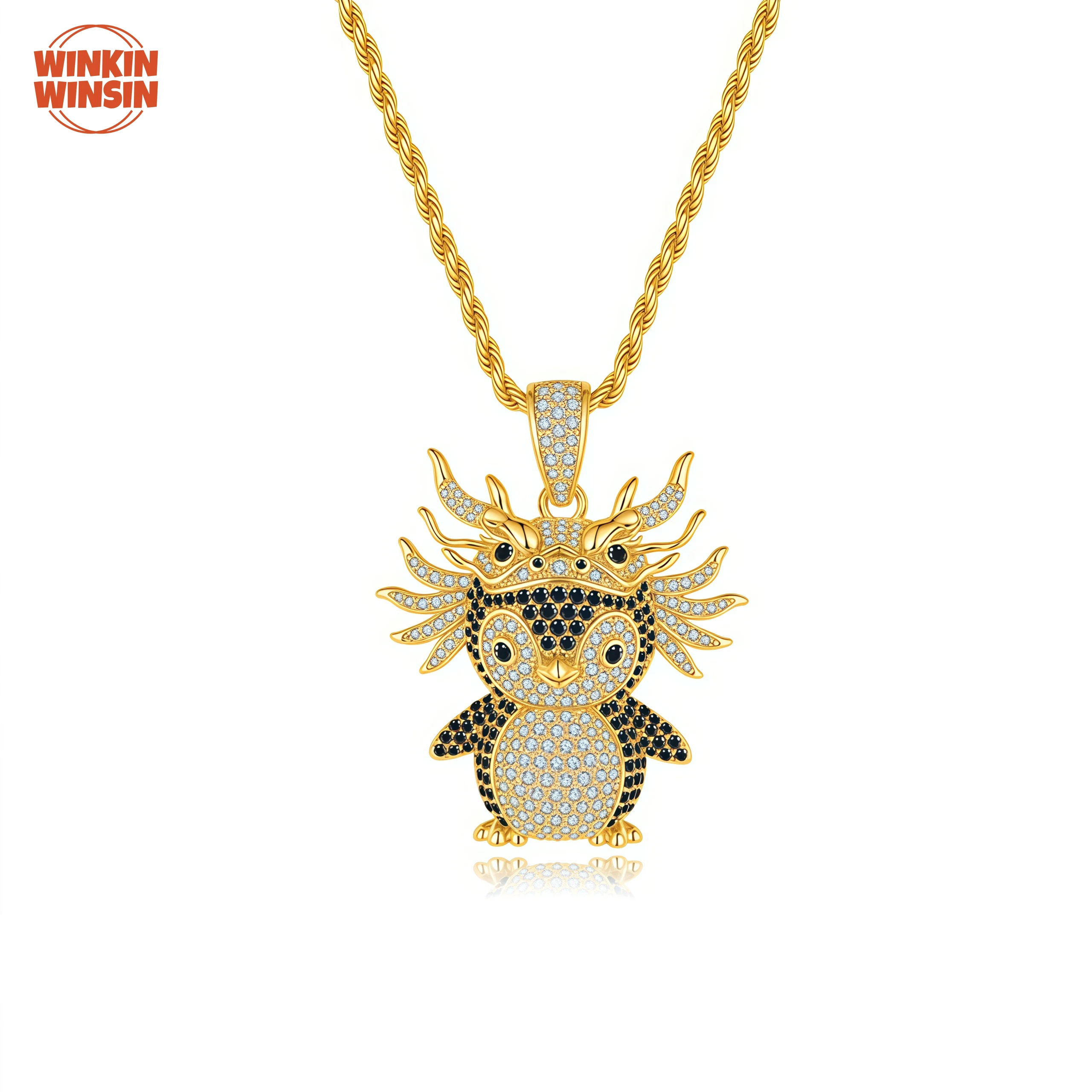 

Winkin Winsin, серебро 925, сертификат GRA, муассанит, бриллиант, драгоценные камни, ювелирные изделия в стиле хип-хоп, кулон с единорогом, драконом, пингвином, ожерелье