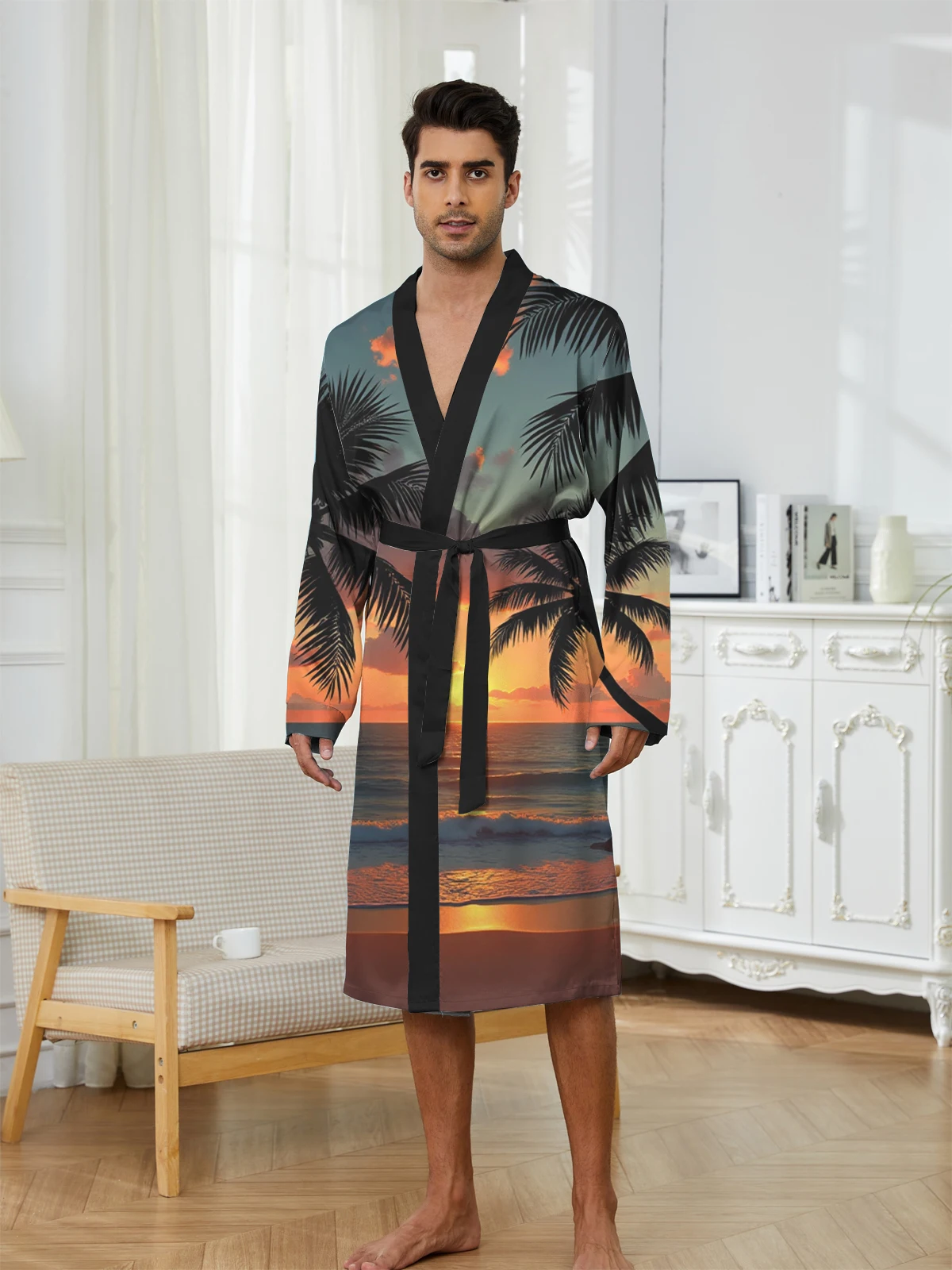 1pcs Men's Robes 2026 Spring/Summer Graphic Robes 3D Printed Breathable sleepwear Bathrobe man Funny pajamas robe
