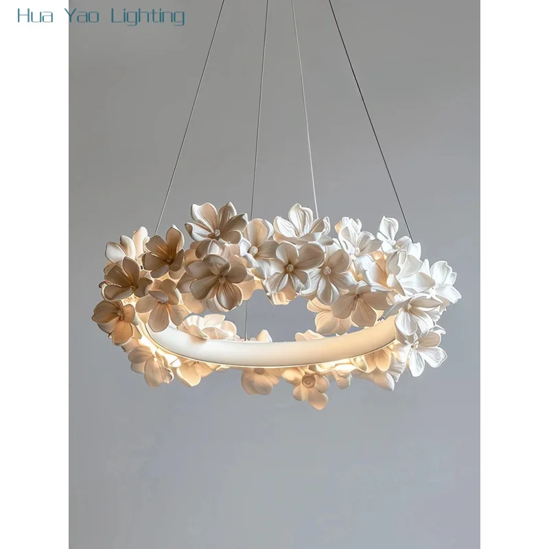 

French retro chandelier premium cream wind restaurant flower chandelier living room carving art