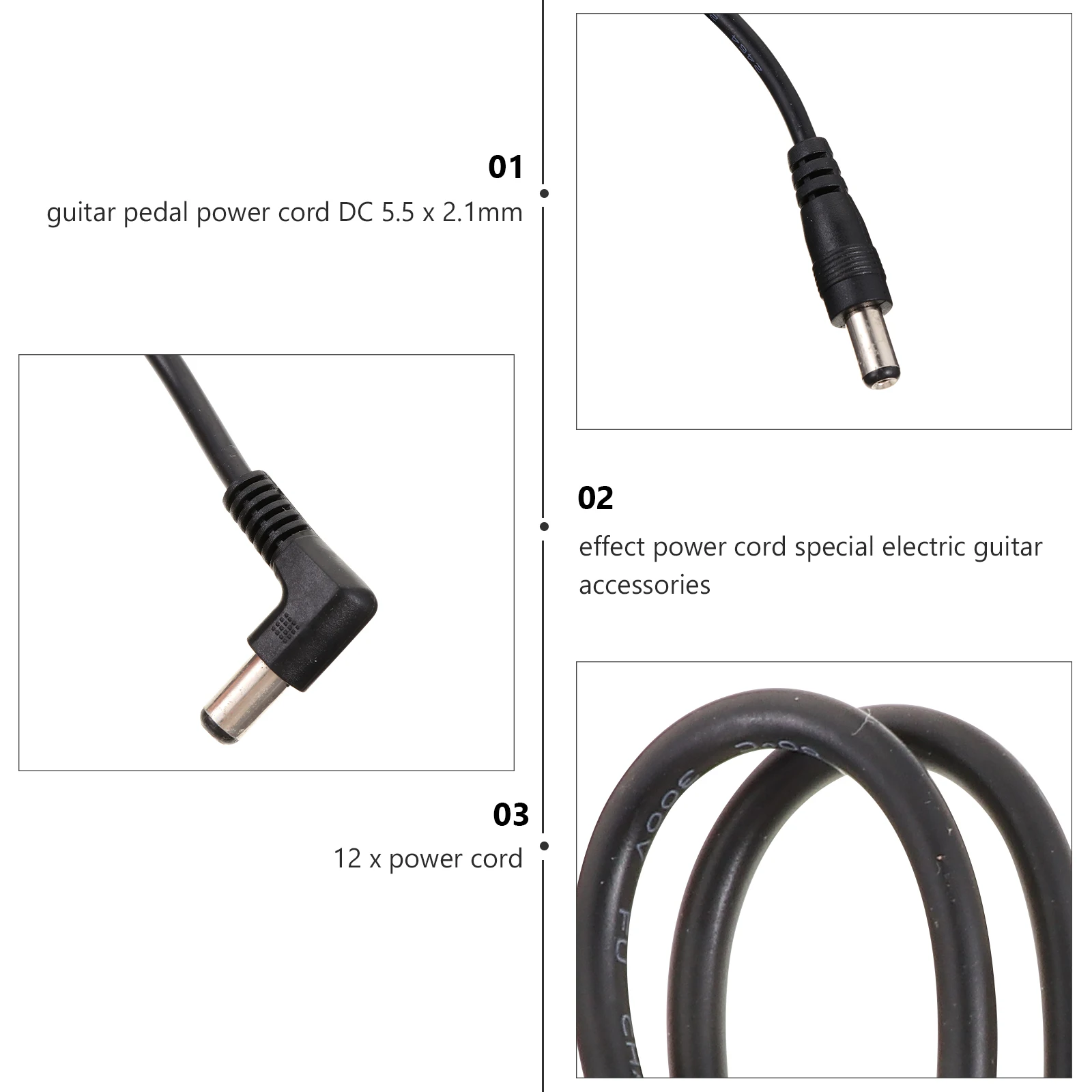 

12 Pcs Power Cable Electric Guitar Pedal Accessory DC 5 5 x 2 1mm High Fidelity Clean Soldering Reusable Stage Performance