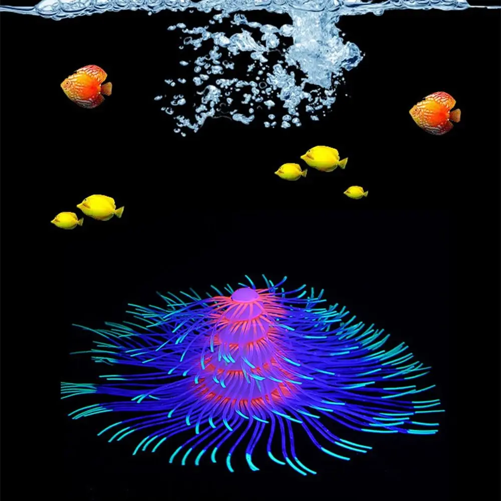 

Silicone Aquarium Landscaping Artificial Soft Aquatic Plants Colorful with Fluorescent Effect Christmas Tree Coral Props