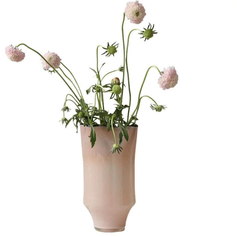 French medieval vase glass pink high-end retro living room flower arrangement ornament dining table flower utensil