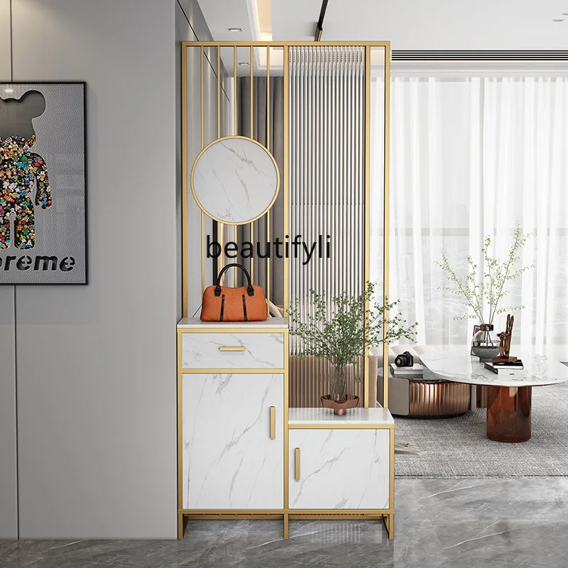 

Home shoe cabinet screen integrated light luxury living room entrance Changhong glass decorative partition