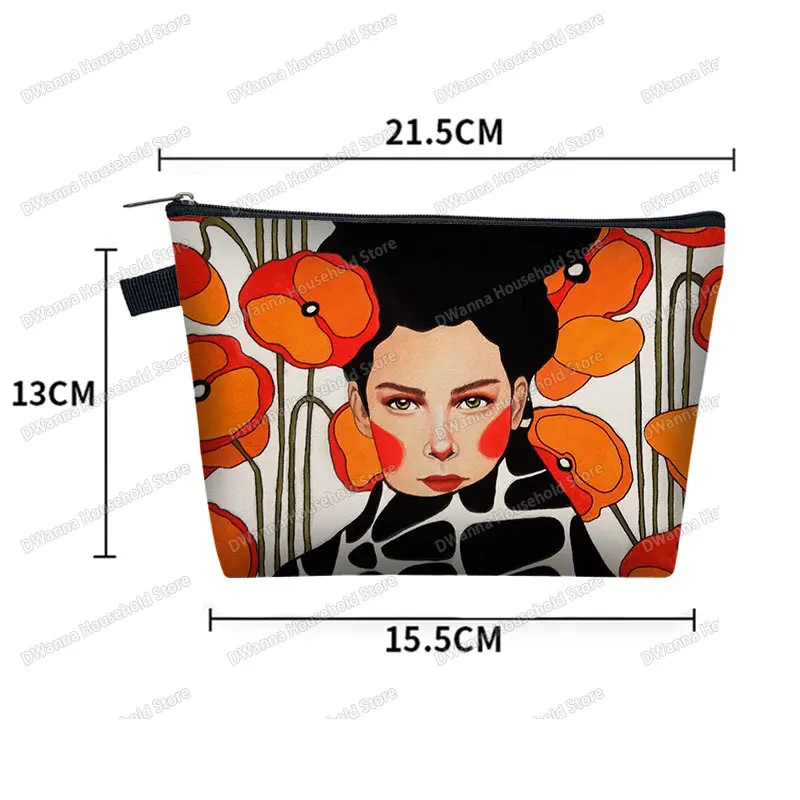Fashion Europe Retro Lady Oil Painting Storage Bag Women Beauty Makeup Bags Lipstick Small Pouch Ladies Toiletry Cosmetic Case