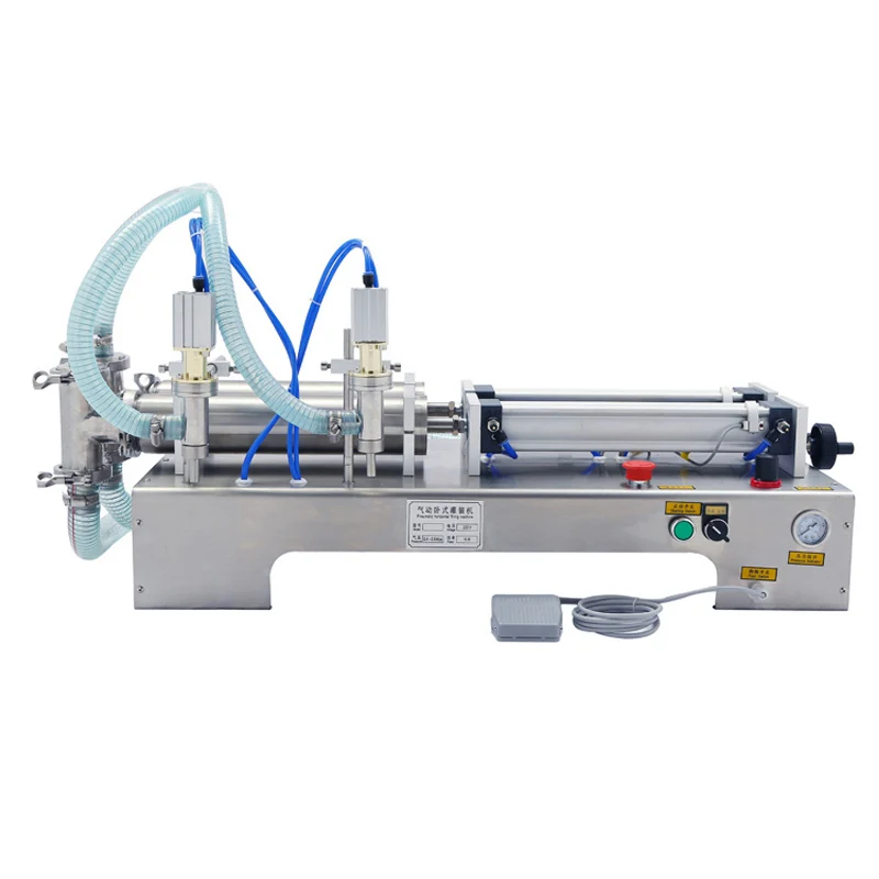 고효율 우유 음료 공압 충전 기계 더블 헤드 액체 충전 기계