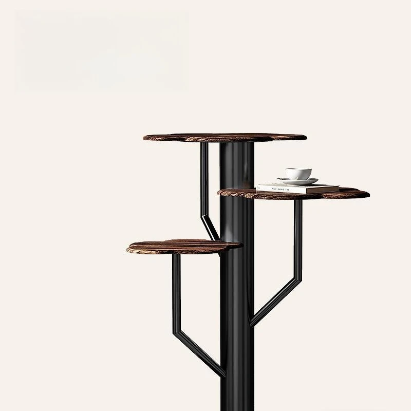 

Italian minimalist flower shelf, living room floor-to-ceiling walnut high-end balcony, multi-layer shelves,light luxury edge few