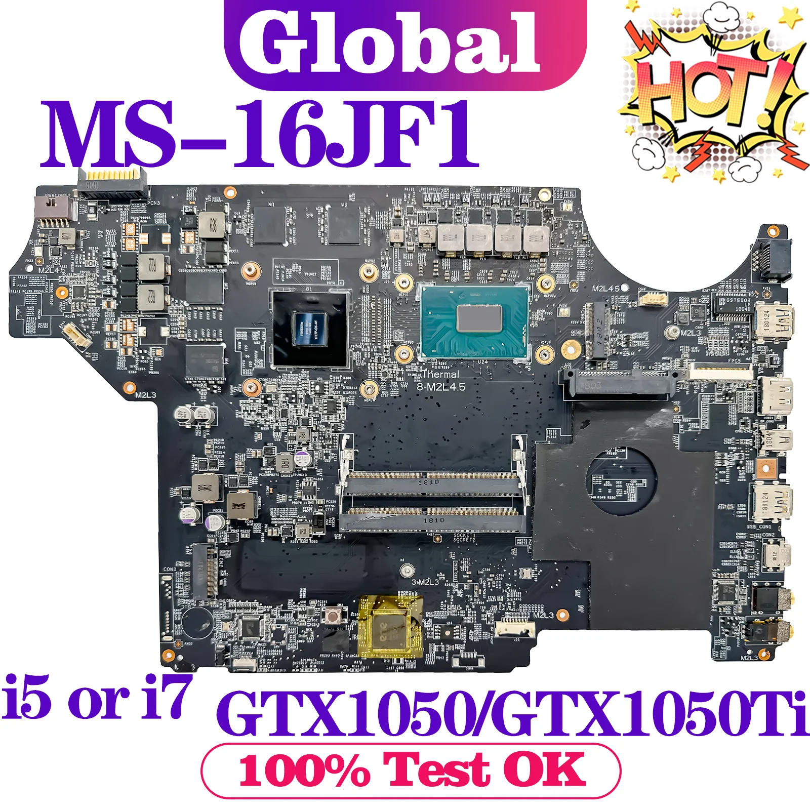 

KEFU Mainboard For MSI MS-16JF1 MS-16JF MS-179F GV62 GV72 Laptop Motherboard i5 i7 8th Gen GTX1050/GTX1050Ti-V2G/V4G