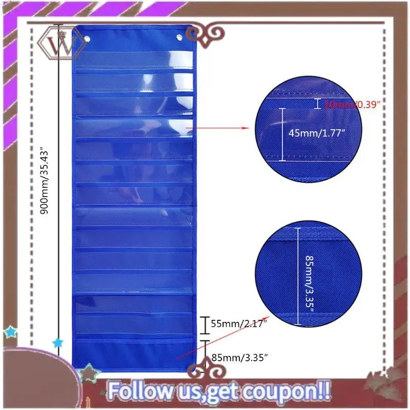 ABBG-Children Cloth Daily Schedule Pocket Chart 26 Double-Sided Reusable Dry-Eraser Cards For Office Home School Classroom