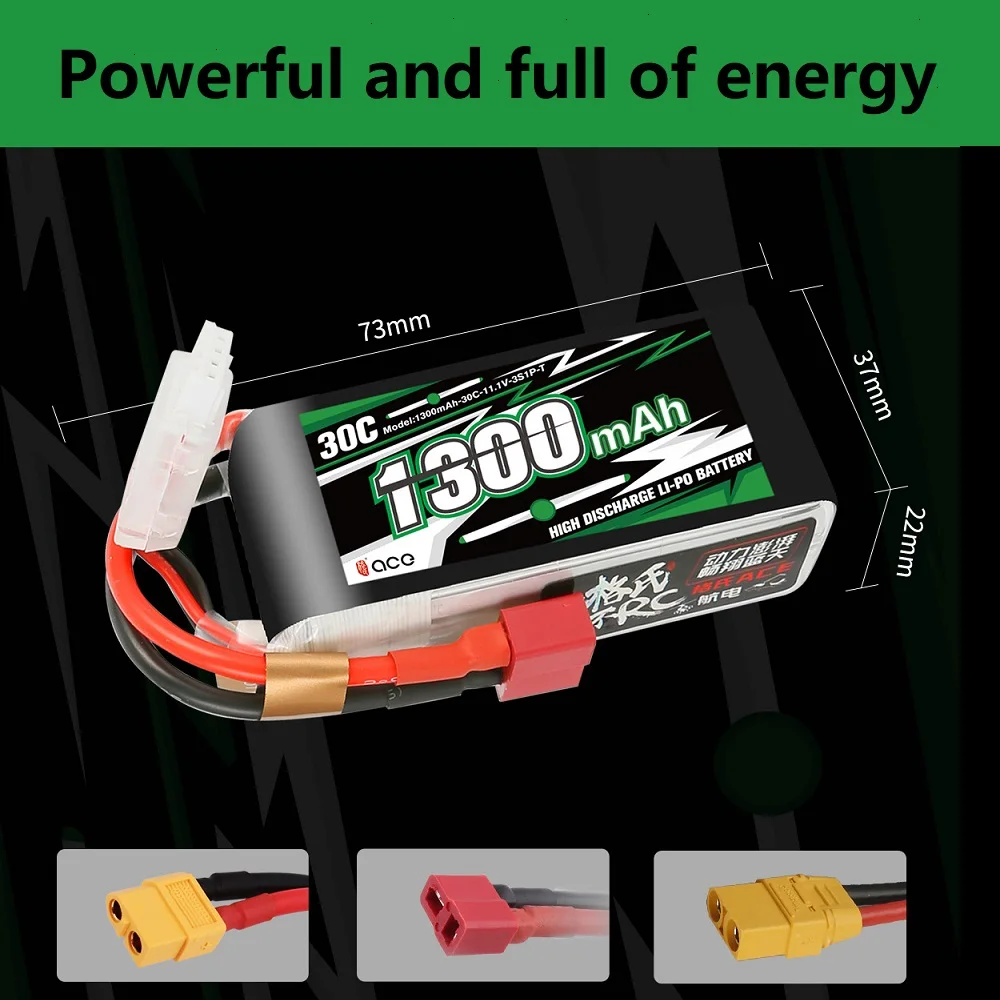 Gens ace-Batería de 1300mAh, 1650mAh, 11,1 V, 3S1P, con enchufe T XT60 para tablero KT, avión, ala fija, RC, FPV, helicóptero de carreras