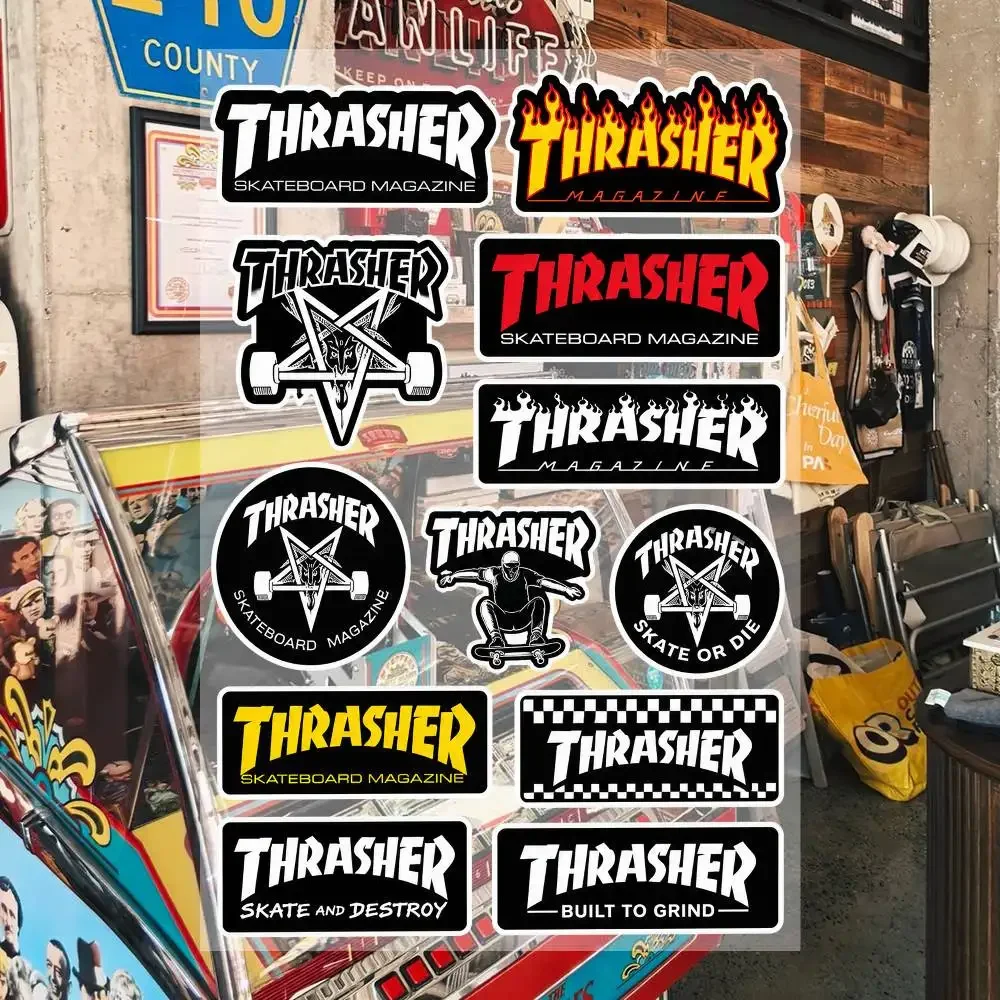 T-hrasher Ästhetische Graffiti Wasserdichte PVC-Aufkleber für Auto, Motorrad, Skateboard, Helm, Notizbuch