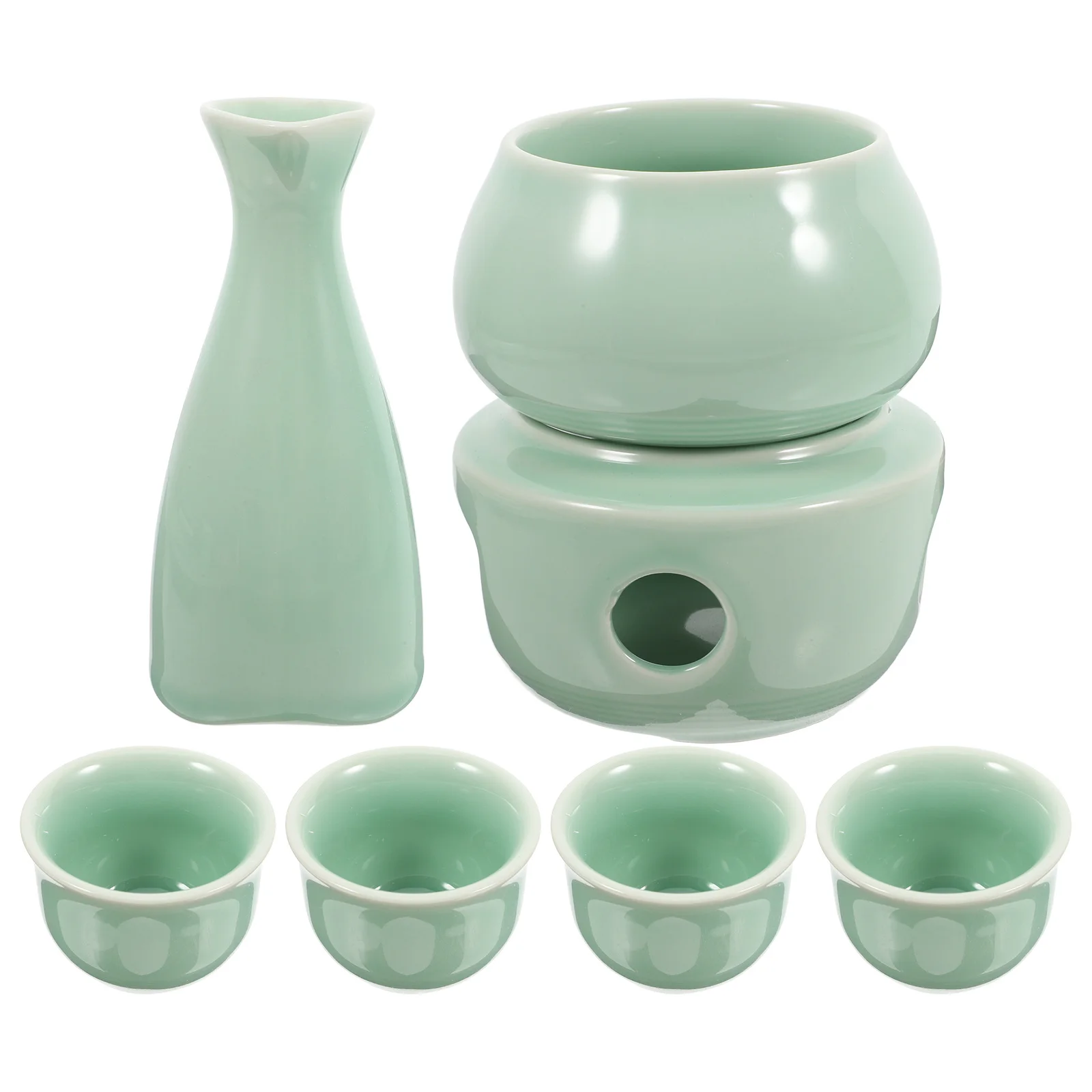 

1Set Ceramic Japanese Sake Warmer Set Traditional Porcelain Sake Pot and Cups Reusable Liquor Warming Kit Elegant Drinking Tools