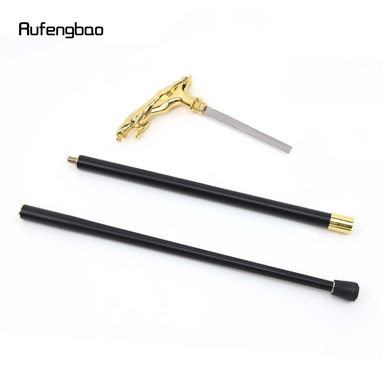 หรูหราทองเสือดาว Handle เดิน Stick ที่ซ่อนอยู่แผ่น Self Defense แฟชั่น Cane แผ่นคอสเพลย์ Crosier Stick 93ซม.