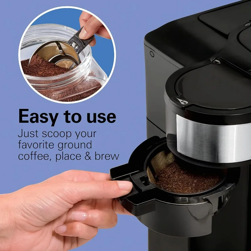 Hamilton Beach 2-Way 12 Cup Programmable Drip Coffee Maker & Single Serve Machine, Glass Carafe, Auto Pause and Pour, Black image 3