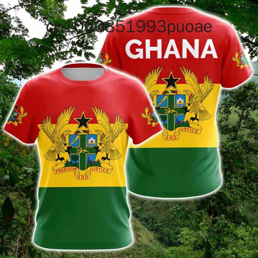 Ghana Flag Map 3D Printed T Shirt For Men Clothes Casual Kids T-Shirt GHA National Emblem Tshirt Sport Male Jersey Africa Tops