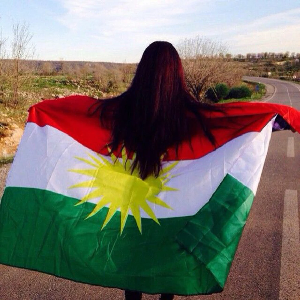 90x150cm Durable Polyester Kurdistan Flag Kurdish Hanging Banner Home Indoor/Outdoor Decor
