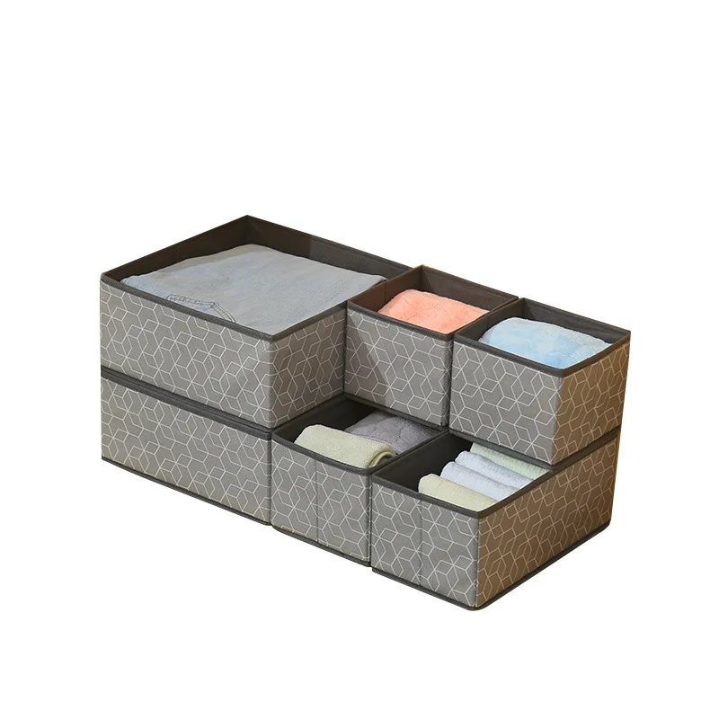 Home Fabric Clothes Storage Box Six - Piece Set Sundry - Sorting Foldable Storage Box Underwear - Organizing Storage Box