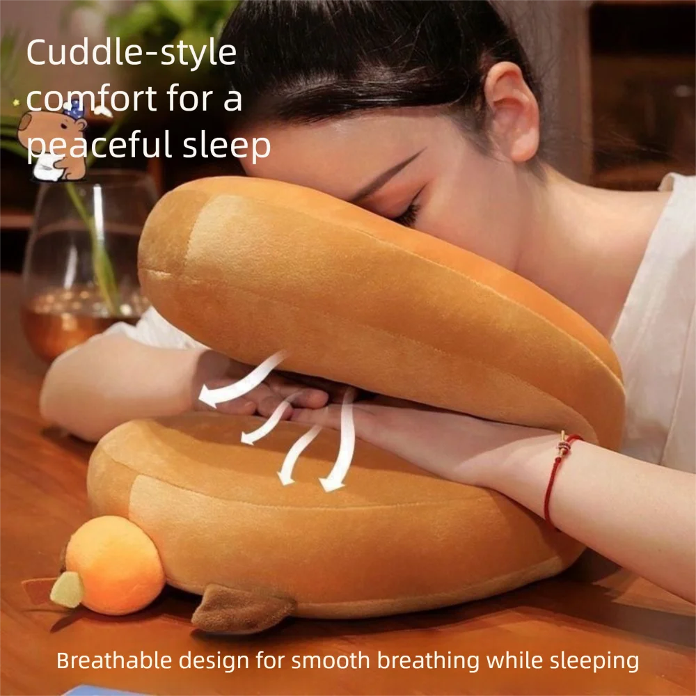 

Double-sided Capybara Office Nap Pillow &Ice Silk Keep Warm Hand Warmer Pillow Cartoon Super Soft Capybara Neck Pillow