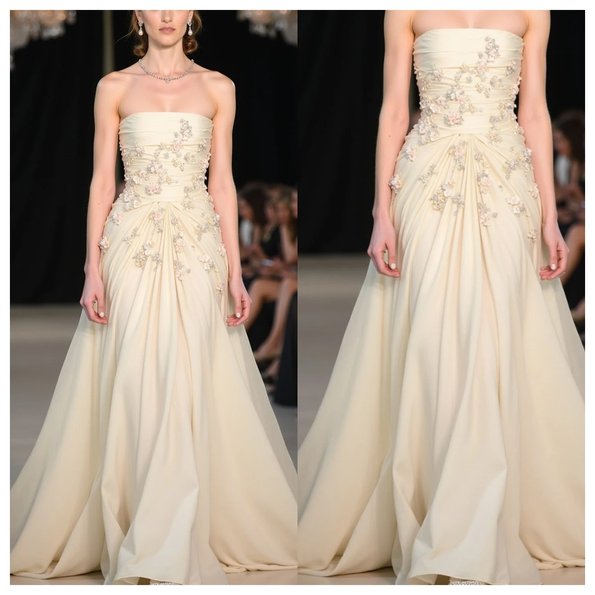 

Customized Exquisite White Jersey Evening Dress Delicate Strapless Sleeveless Evening Dress Temperament Special Occasion Gowns