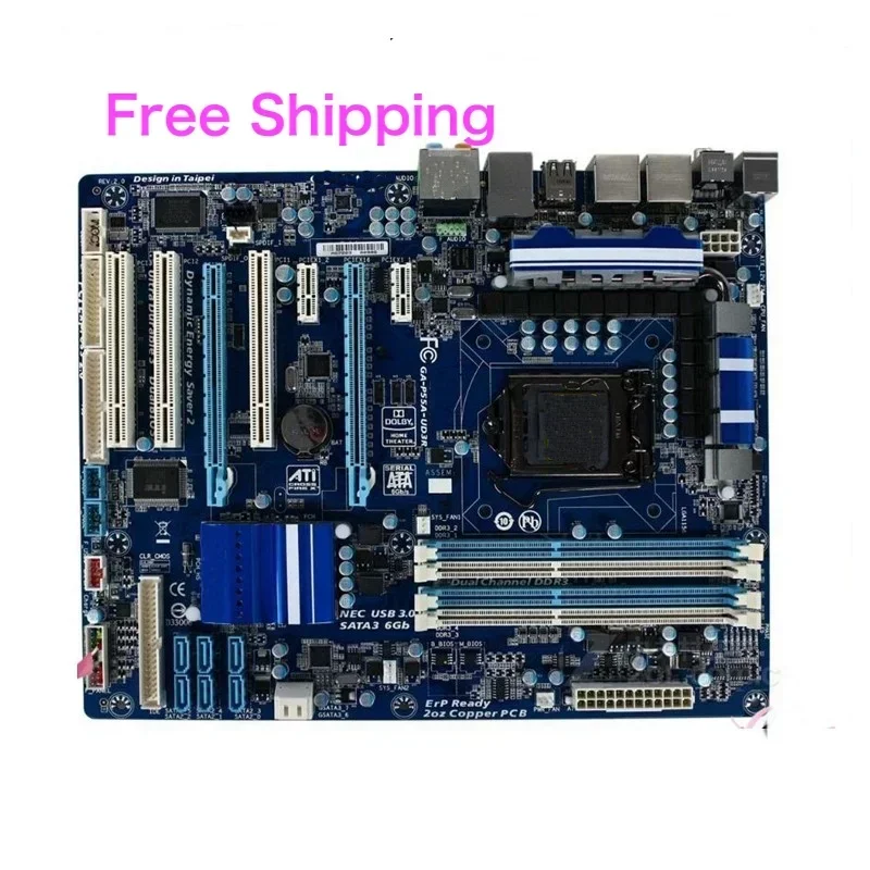 

Подходит для Gigabyte GA-P55A-UD3R, оригинальная материнская плата LGA 1156, DDR3, USB3.0 16 ГБ P55 A P55A-UD3R, материнская плата, 100% протестирована, полностью работает