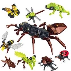 Insect Animal Mini Model MOC Building Blocks Ladybug Fly Bee Mantis City Construction Bricks Set Toys for Children Gift