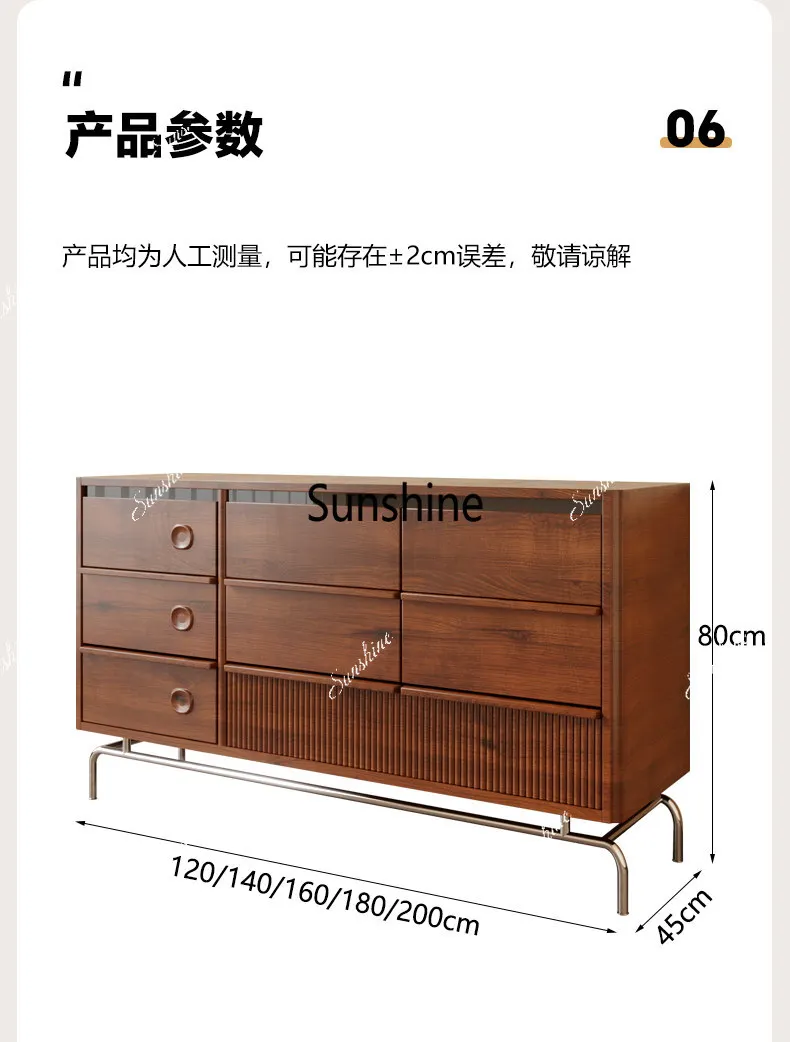 Medieval style dining side cabinet All solid wood living room against the wall Storage entrance cabinet