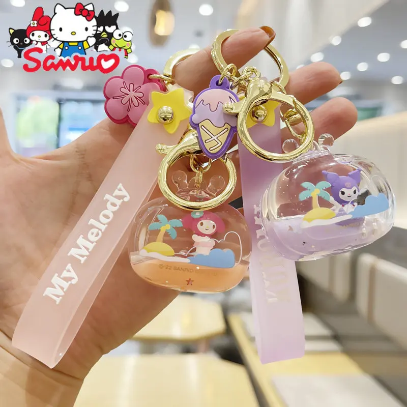 

MINISO Melody Kuromi Hello Kitty Cinnamoroll Keychain Woman Cute Car Keychain School Bag Pendant Cartoon Key Buckle Small Gift