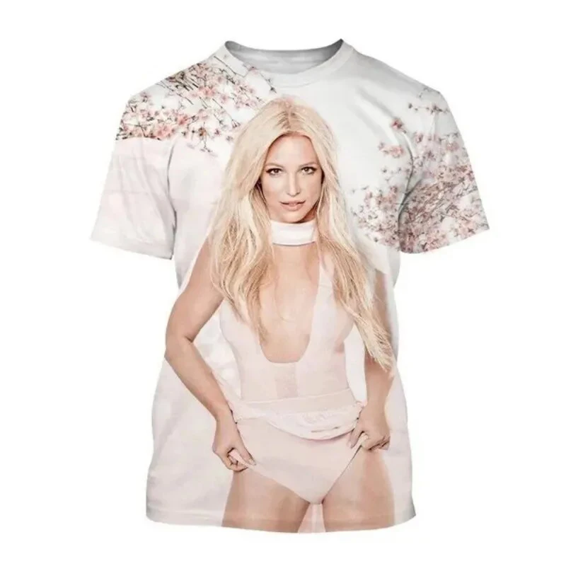 Summer Britney Spears 3D Print T-Shirts Streetwear Men Women Casual Oversized O-Neck Short Sleeved T Shirt Tees Tops Clothing