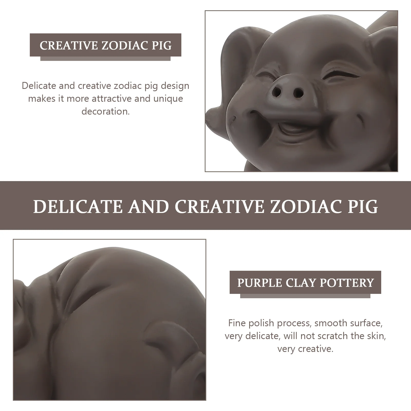 

Purple Clay Tea Pet Pig Shape Decoration Tea Room Table Ornament Unique Zodiac Pig Desktop Decor Purple Clay Ornament