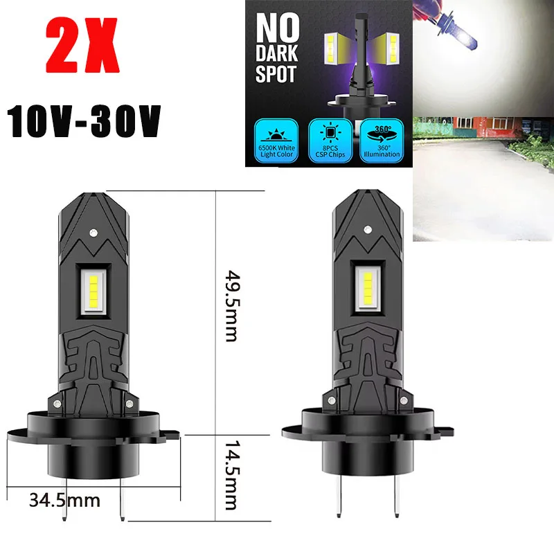 

2 шт. светодиодные автомобильные противотуманные фары H7, лампы Canbus без ошибок CSP для авто, квадроциклов, фары ближнего света, 12 В, белый, 6500 К