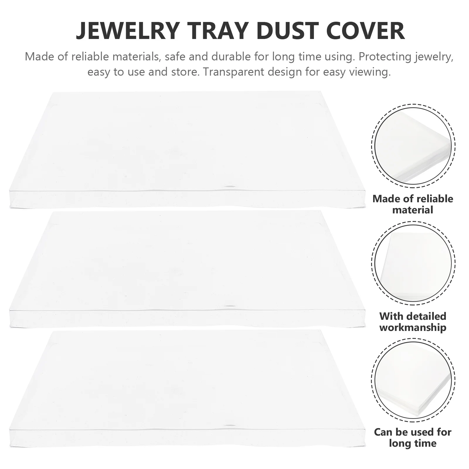 6Pcs Dust Proof Transparent Jewelry Tray Cover Clear Organizer Tray Protector Smooth Rounded Edges for Easy Storage and Display