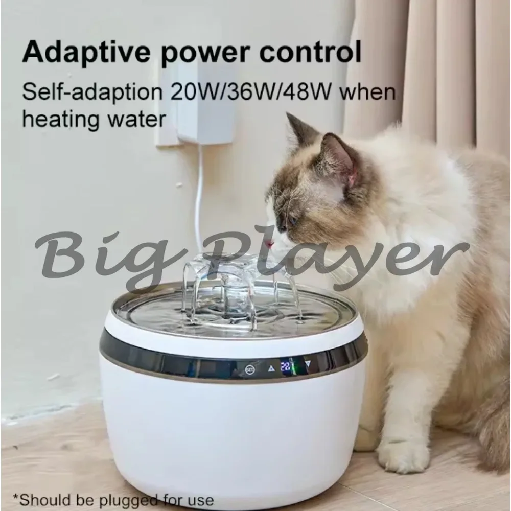 

2L Smart Stainless Steel Cat Water Fountain Touch Screen Heated Automatic Controllable Water Temperature PP Pet Water Dispenser