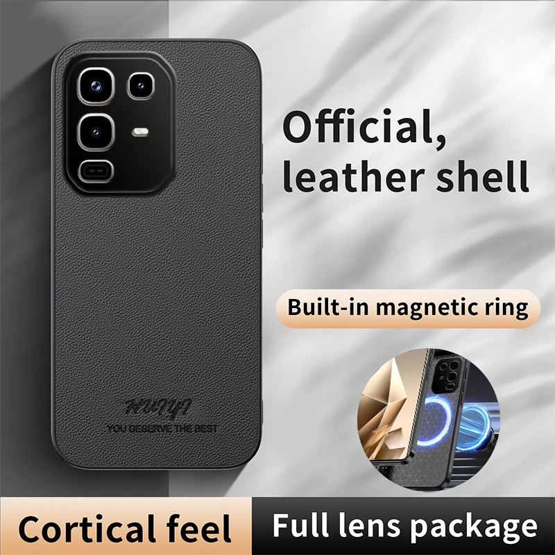 Leather Magsafe Case for Infinix Note 50 Pro 4G Car Magnetic Holder Wireless Charging Silicone Phone Cover Note50Pro X6855 X6858