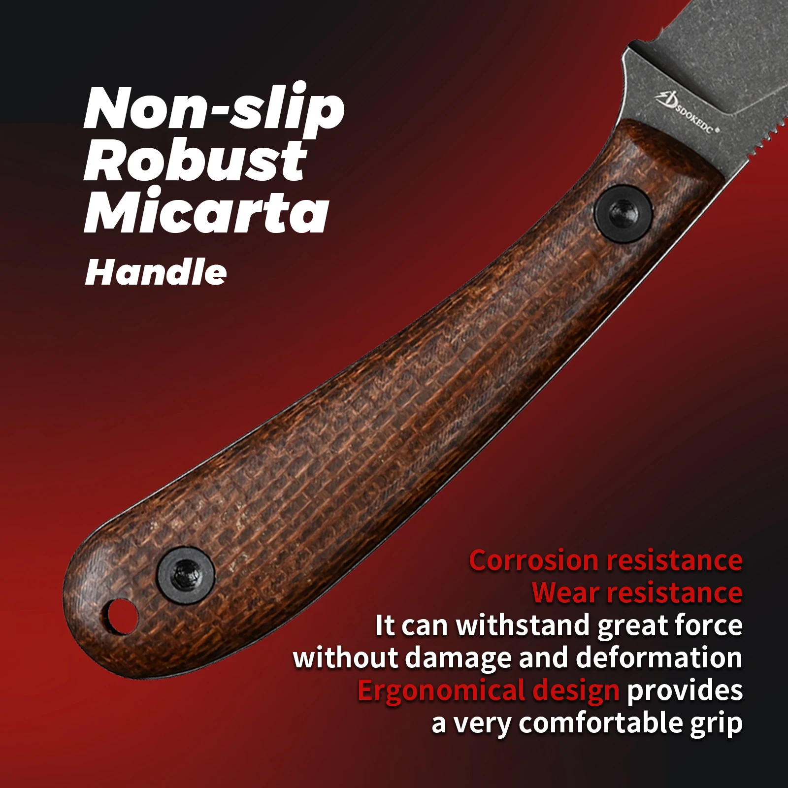 Pisau SDOKEDC DC53 Pisau Tetap Baja Pegangan Micarta dengan Sarung Kydex untuk Pria EDC Bertahan Hidup Berkemah Luar Ruangan