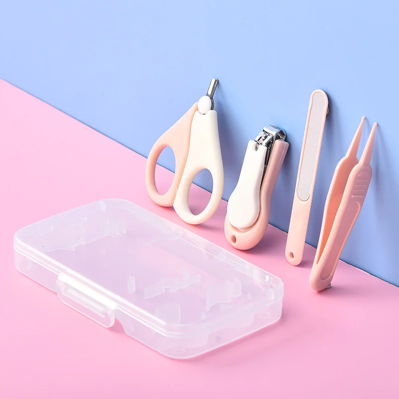 

4PCS/Set Baby Care Tools Newborn Baby Nail Scissor Baby Nail File Kid Portable Nail Clipper Trimmer Tweezer Manicure Set