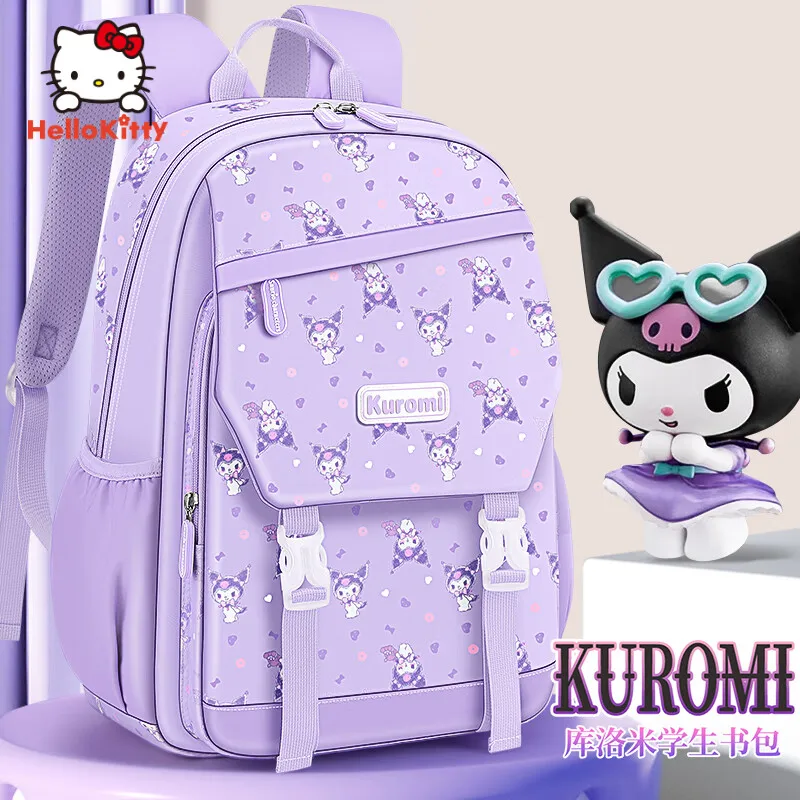 Mochila Sanrio para crianças, mala de viagem ultraleve, redução de peso, preta, fofa, estudante da escola primária, Kuromi, novo, 2024