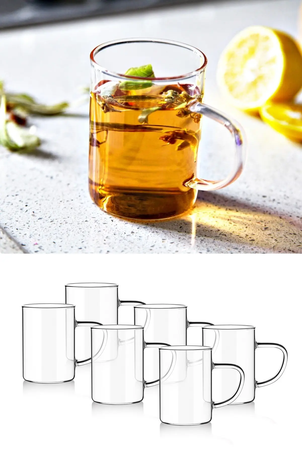 

6 PCS Wholesale with Handle Borosilicate Glass Mug Breakfast Milk Coffee Whiskey Tea Cup Modern Office Home Mugs drinkware