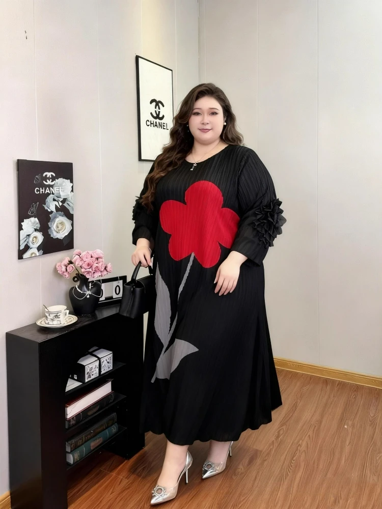 2025年秋新作 ミヤケ風 ルーズで上品なプリーツワンピース レディース カジュアル デイリー 長袖 ロングワンピース