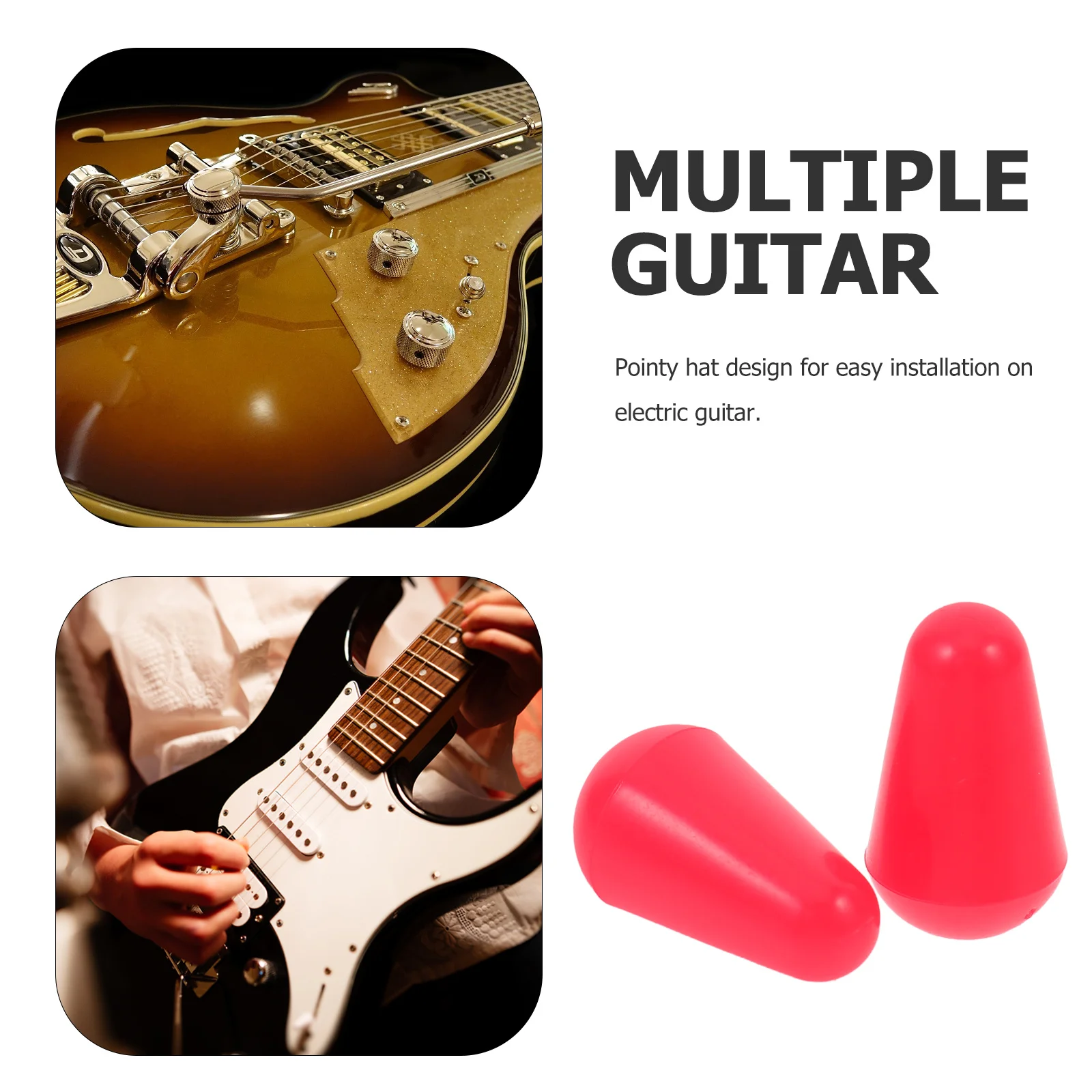 

2Pcs Electric Guitar Pickup Toggle Tips Compact Plastic Caps Suitable for Threaded Guitar Parts Repair Tool Set