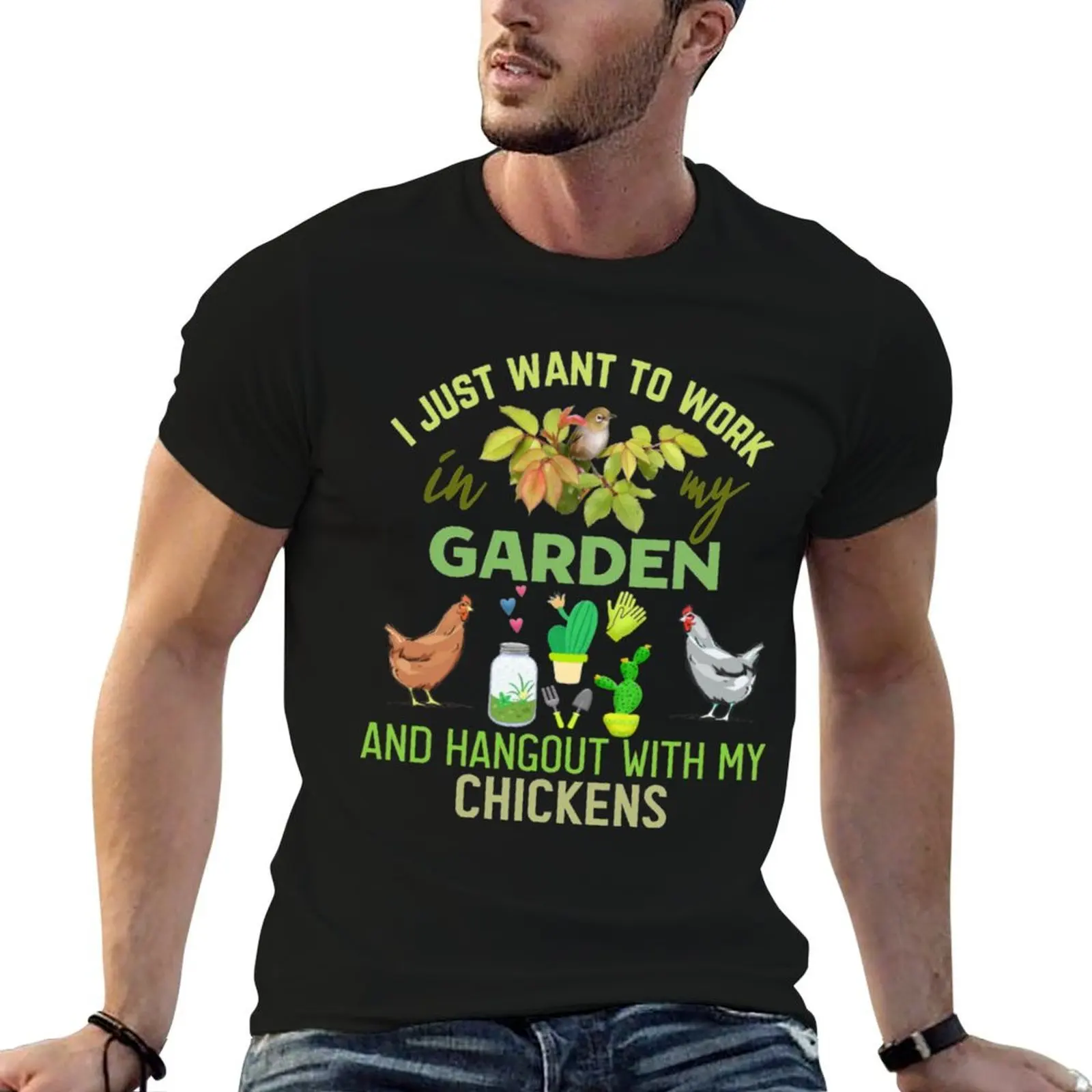 

I Just Want To Work In My Garden And Hang Out With My Chickens T-Shirt essential t shirt T-Shirt