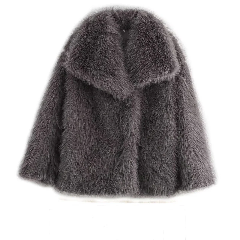 KIDCRKJ الشتاء النساء الفراء أسفل سترة متعددة الألوان التلبيب طوق سيدة فو الفراء سترة رقيق سميكة الإناث معطف الفرو الاصطناعي #3