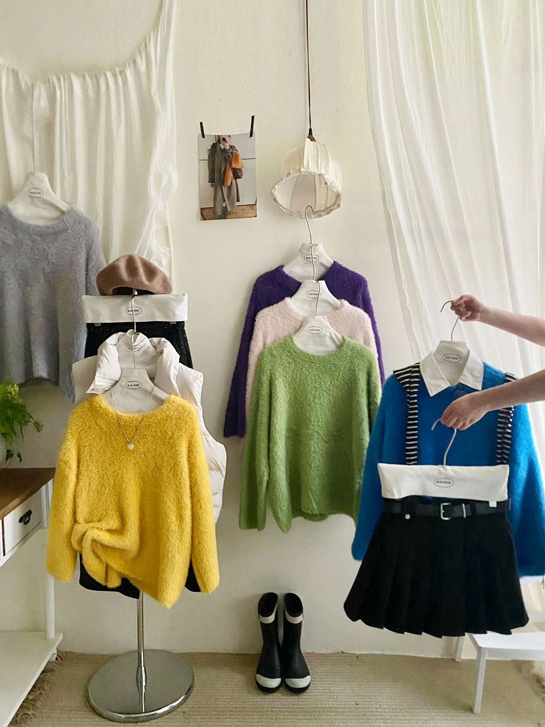 Maglione da donna Thiened Yellow Fce Inverno caldo lungo Sve rotondo Ne Pullover Morbido velluto Sensazione een ape Colore Kni...