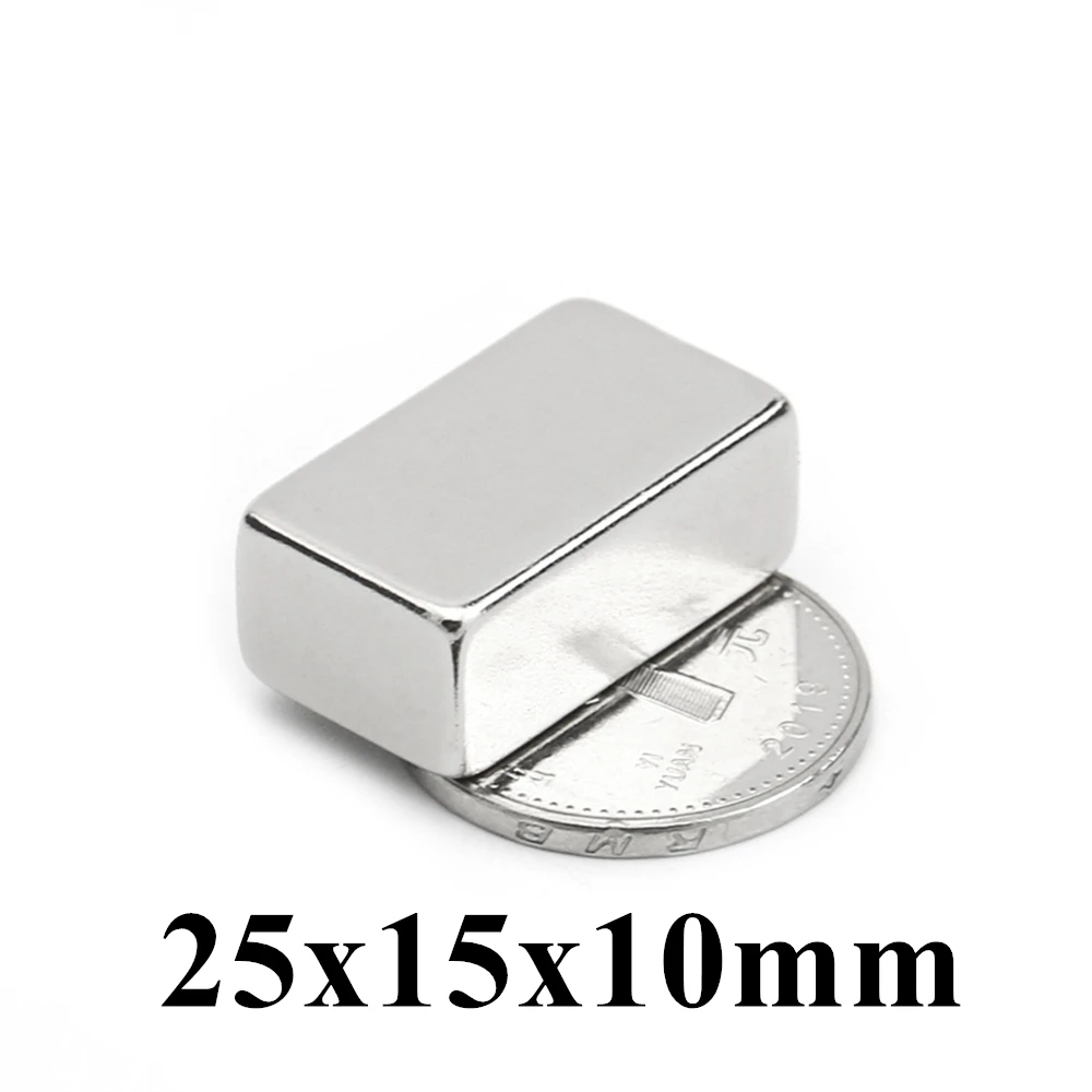 50pcs 25x15x10mm Super Powerful Strong Rare Earth Block NdFeB Magnet Neodymium N35 Magnets 25*15*10mm