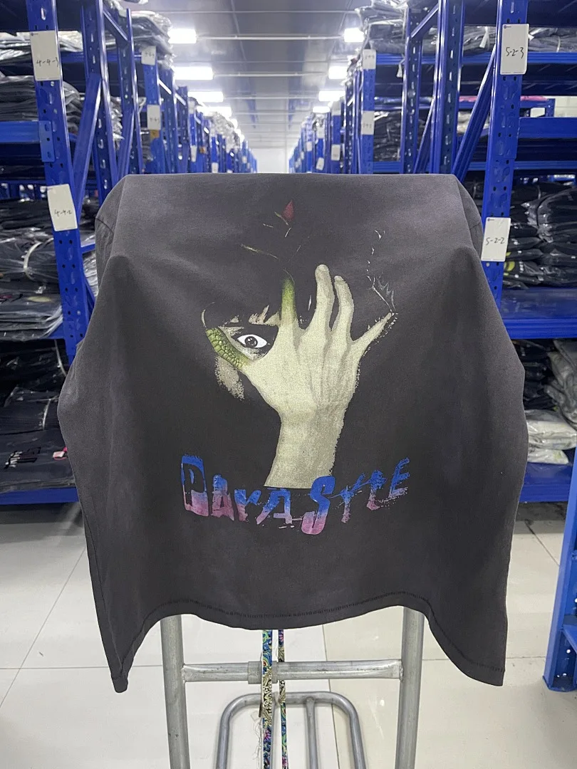 25ss Saint Famous Anime Printed Washed Vintage Distressed Women Men T-shirt Hiphop Oversized Men Casual Cotton T shirt Summer