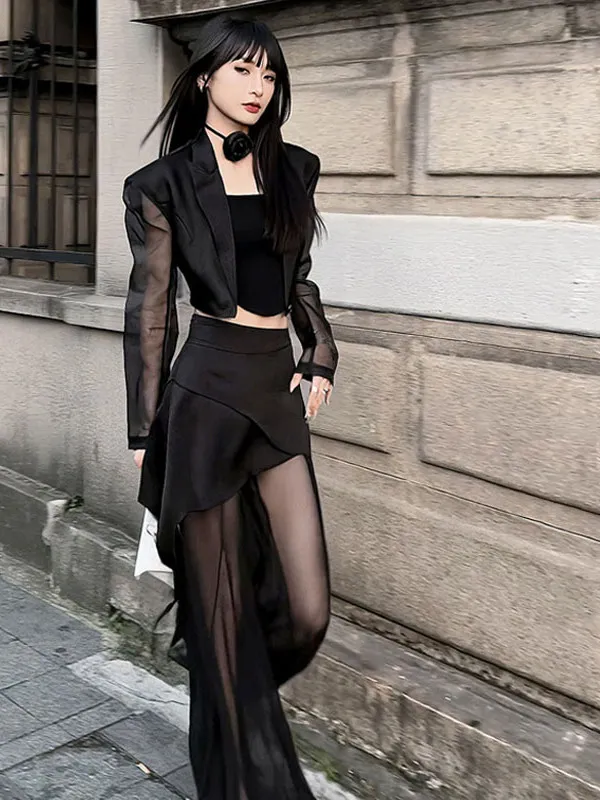 

Женский тонкий костюм-брючный костюм с вырезом на талии, дизайн или комплект из двух предметов Jaet, весна 2025 Faion Polyeste...