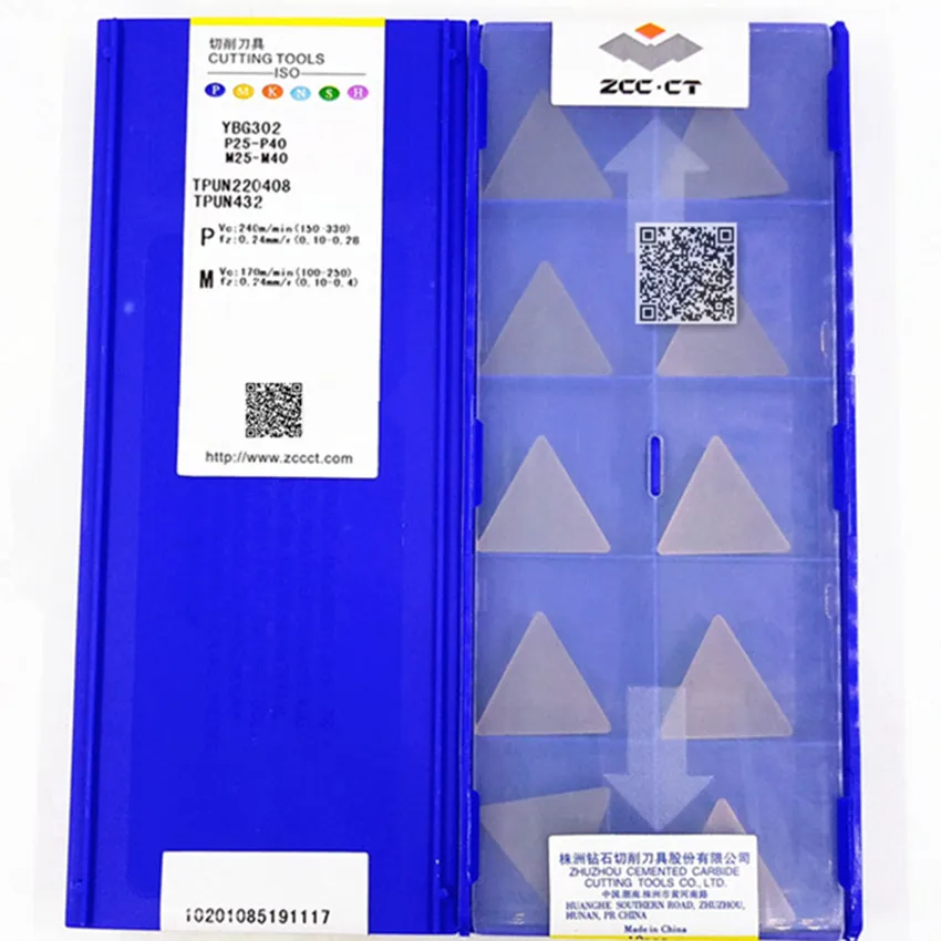 TPUN220404 YBD151/TPUN220408 YBC251/TPUN220408 YBC301/TPUN220408 YBG302 TPUN431 TPUN432 ZCC.CT CNC hardmetalen wisselplaten 10 stks/doos