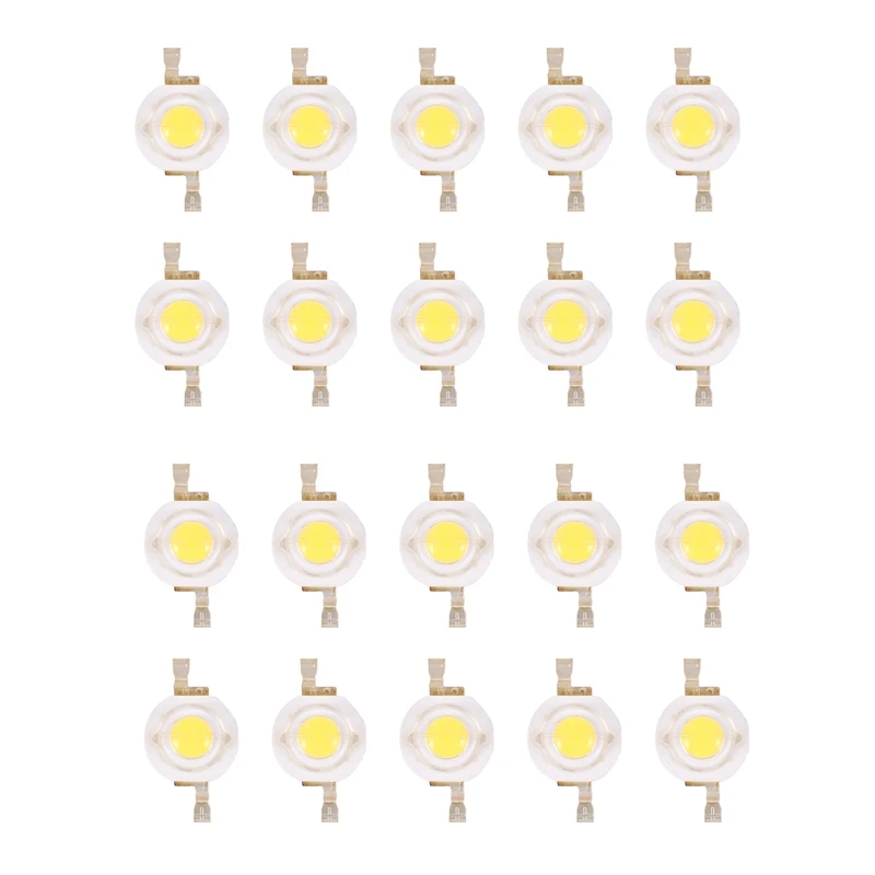 20 Pieces High Power 2 Pin 3W Warm White LED Bead Emitters 100-110Lm