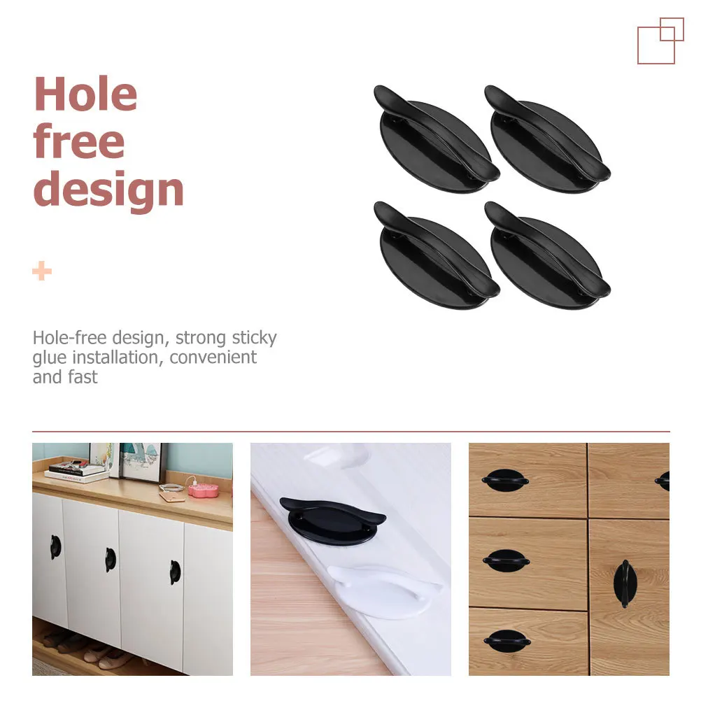 4 Pcs Gold Knobs Peel and Stick Cabinet Self Handle on Handles Adhesive Fridge Black Hidden Drawer Pull Pulls